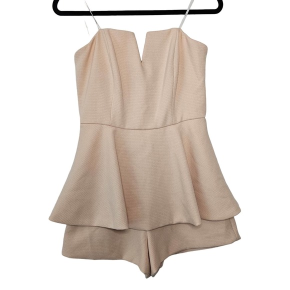 Lulus Pants - Lulus Women's Where You Are Nude Strapless Romper Size Medium Semi-Formal Peplum